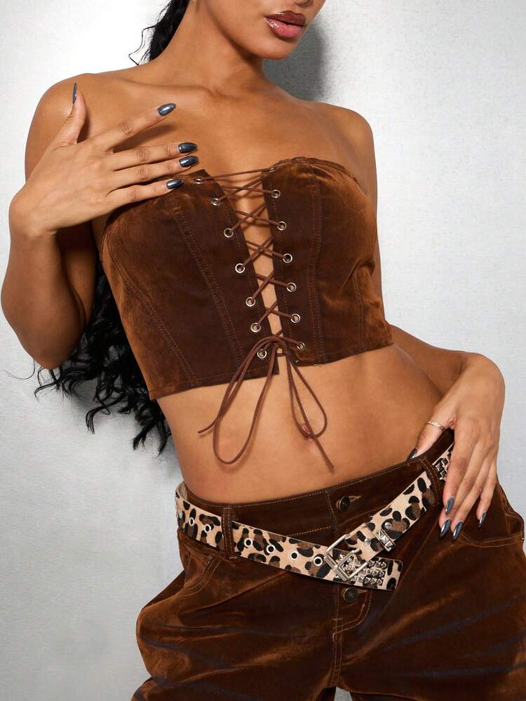 SUMWON WOMEN Pantaloni svasati in velluto a vita alta con bottoni e patta