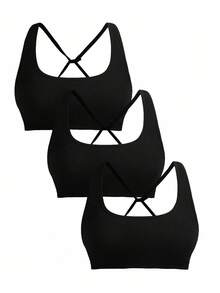 SHEIN Sports Damen einfarbiger runder Ausschnitt rückenfreier modischer Sport-BH