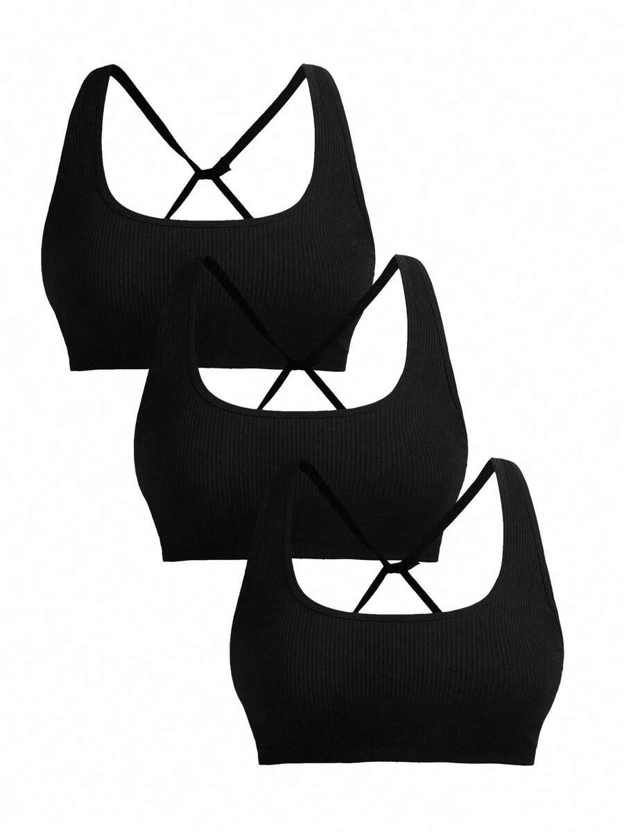 SHEIN Sports Damen einfarbiger runder Ausschnitt rückenfreier modischer Sport-BH