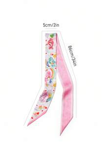 SHEIN X Care Bears Fashionable Cute Smooth Satin Soft Pink Rainbow Headband Ribbon, Suitable For Hairstyles, Gift - Multicolor - View 6