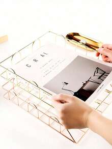 Metal A4 Paper Tray Organizer, 1/2/4pcs Stackable Rose Gold File Holder For Desk - Horizontal Document Storage Box, Mail Sorter, Letter Tray For Office, School & Home Use