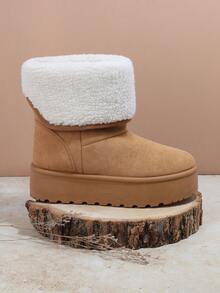 SHUZIA Women's Color Block Simple And Versatile Ankle Boots And Short Boots For Daily Wear Mother's Day Present - Camel - View 3