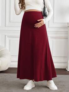 SHEIN Elegant Solid Color Skirt For Pregnant Women, Suitable For Commuting