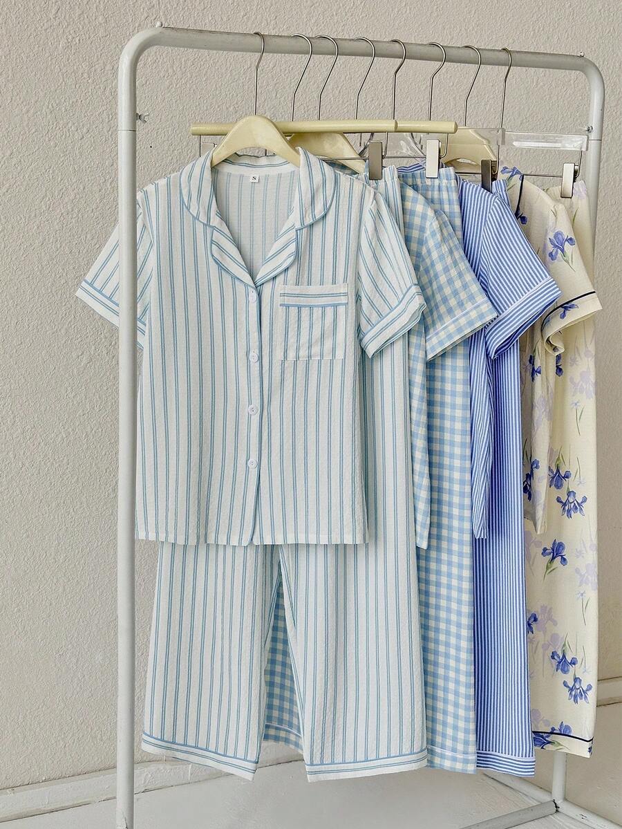 CottageSlumber Bộ đồ ngủ cardigan 4 món in họa tiết bong bóng - Nhiều màu - Xem 1