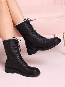 CUCCOO DOLLMOD Women's Fashionable & Versatile Thermal Lined Mid-Calf Boots, Autumn/Winter