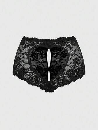 1 pièce Culotte sexy gothique style creux en forme de cœur sans entrejambe