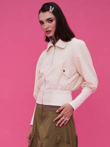 COUREZ Giacca collo alto / Top sexy da uscire in stile Y2K carino per la primavera - Bianco - Visualizzare 6