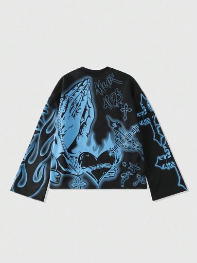 Street Life Men's Loose Cropped Long Sleeve Hoodie