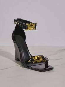 SHUZIA Ladies" Fashionable Buckle Designed High-Heeled Sandals - Black - View 4