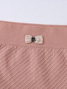 SHEIN 1pc Seamless Women's Contrast Color Bow Decor Thong Panty - Dusty Pink - View 6