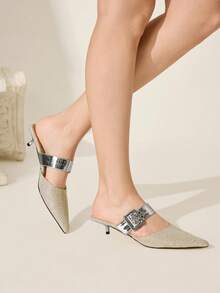 CUCCOO CHICEST 女士时尚银色条纹高跟鞋 - 銀色 - 查看 2