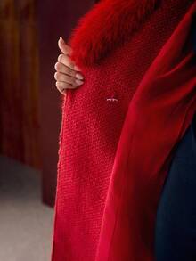 MOTF PREMIUM WOOL COLLAR TIED WAIST LONG COAT, AUTUMN/WINTER - Red - View 8