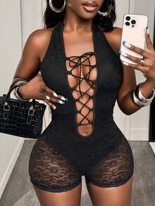 BamGleam Halloween Women Unitards - Black - View 7