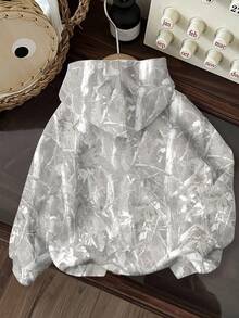 SHEIN Áo nỉ rộng rãi phong cách rằn ri bờ biển phía Tây California dành cho bé gái tuổi teen, mùa thu 2025, mùa tựu trường, áo nỉ dài tay cổ tròn dáng rộng thoải mái, phù hợp cho mùa thu/đông, áo nỉ rằn ri phong cách cá tính. - Nhiều màu - Xem 3