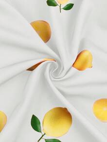 INAWLY Vacation Casual Lemon Print Drawstring Wrap Lantern Sleeve Shirt Fall Cloth For Women - Yellow - View 7