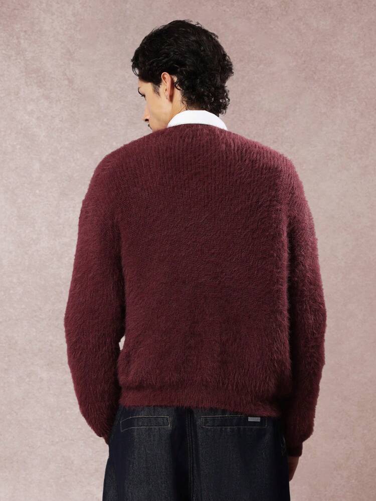 テクスチャー仕上げのふわふわニットボタンダウンカーディガン