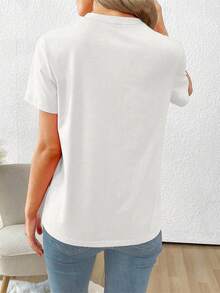 INAWLY 万圣节女巫派对字体印花女式休闲圆领长袖运动衫 - 白色 - 查看 2