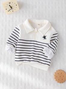 Cozy Pixies Felpa con cappuccio a maniche lunghe per bambino, con colletto a rever, chiusura con chiusura lampo, in maglia morbida, con motivo a strisce e cavallo cartoni animati