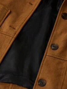 Aveloria Affinna Chaqueta holgada de manga larga con diseño de bolsillo grande y solapa, de material de lujo vintage y elegante para el transporte