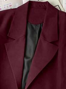 Franclia Elegant Short Sleeve Blazer Jacket, Suitable For Daily Commute - Burgundy - View 4