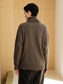 Uhlyne Minimalistischer Rollkragen Langarm eleganter anspruchsvoller Business Damen Vintage Retro einfarbiger Pullover, Damen Strickpullover, geeignet für den Arbeitsweg, Herbst/Winter