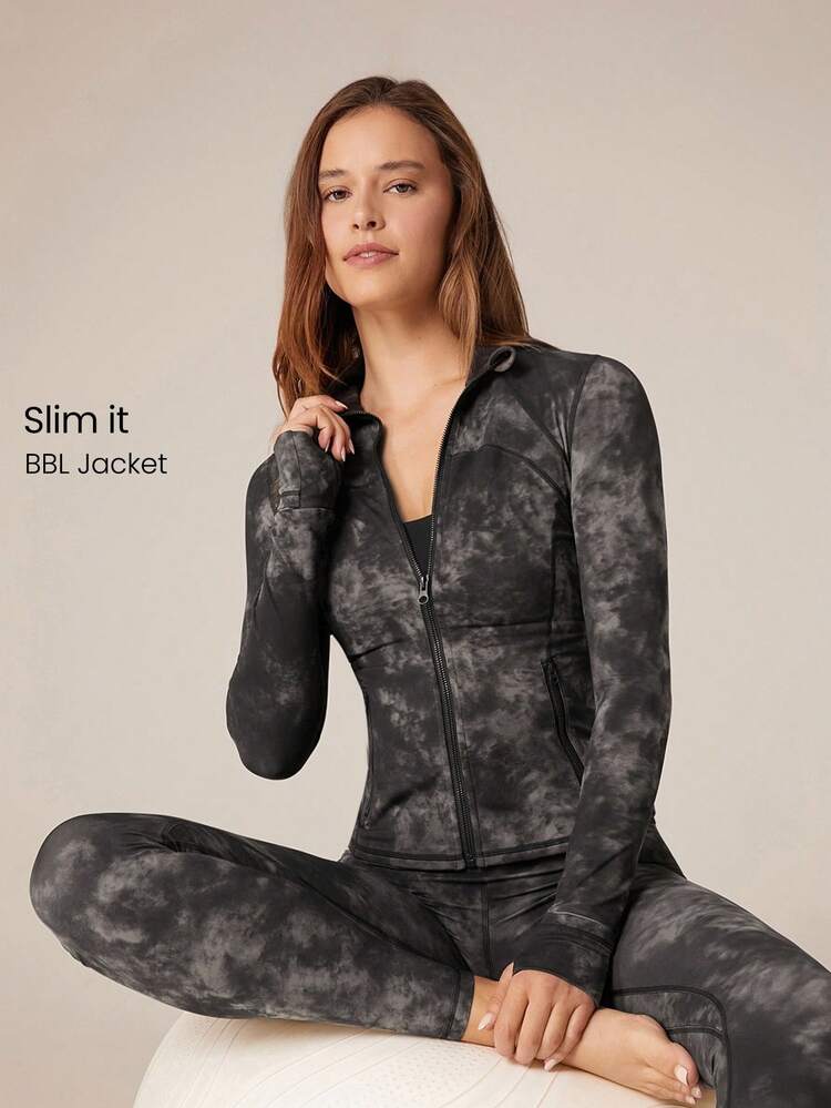 FeatherFit™ Slim-It Streamline Performance Sicher Taschen Reißverschluss Langarm Jacke Geringe Auswirkungen Yoga Täglich Herbst