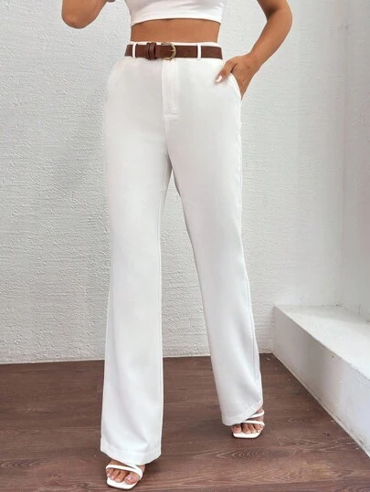 EURMUSE Women's Straight-Leg Suit Pants With Pockets