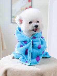 PETSIN 1 Khăn tắm thấm hút dành cho thú cưng, mềm mại và dày dặn, nhanh khô. Áo choàng tắm có mũ hình quái vật màu xanh dương với dây đeo điều chỉnh được, thích hợp cho chó tắm và chải chuốt. - Màu xanh lam - Xem 3