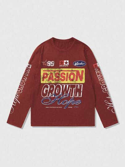 Street Life Casual Crew Neck Long Sleeve Men's T-Shirts, Suitable For Daily Wear, Spring/Summer, For Fall