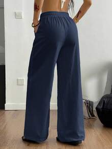 Coolane Women's Summer Country Concert Going Out Beach Outfits Boho Basic Minimalist Washed 100%Cotton White Pants Curved Hem Pants Loose Pants For Women Cotton Pants,Fall - Navy Blue - View 7