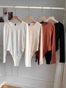 SHEIN EZwear 4件套女士休闲简约长袖圆领紧身衣 - 彩色 - 查看 5