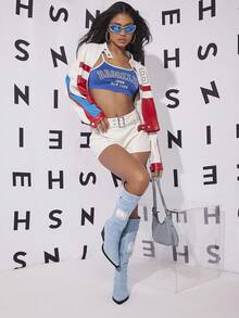 SHUZIA Ripped Patched Block Heel Boots - Blue - View 3