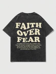 Manfinity EMRG Men Casual Letter Graphic Printed Round Neck Summer Short Sleeve T-Shirt, For Friends