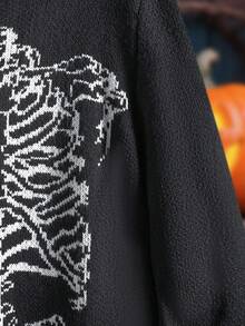 Manfinity LEGND Nuevo suéter holgado de punto jacquard con diseño de esqueleto de estilo blogger para otoño/invierno - Negro - Ver 5