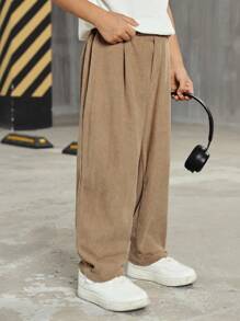 Kids/Young Boys' Casual Loose Straight Leg Solid Color Pants, Comfortable & Versatile For School, Garden, Beach, Birthday, Spring, Summer, Fall, Winter