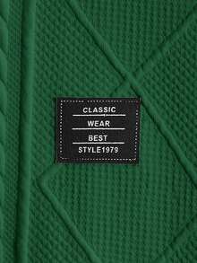 Manfinity NXTstreet 男士圆领针织休闲长袖 T 恤，适合日常穿着绿色毛衣男士绿色针织毛衣男士男士绿色粗针织毛衣男士纹理毛衣绿色长袖毛衣男士男士绿色长袖毛衣纹理绿色毛衣，适合秋季 - 墨綠色 - 查看 3