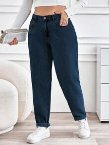 EURMUSE Women Plus Size Light  Denim Jeans - Dark Wash - View 5