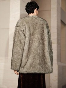 Veste en fausse fourrure à blocs de couleurs pour femmes Uhlyne, manteau duveteux au style de rue pour l'hiver - Multicolore - Voir 3