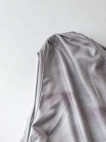 Chiquease Vestido largo ajustado sin mangas con cuello asimétrico con volantes y abertura - Azul - Ver 4