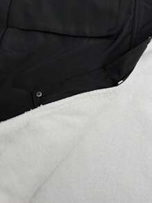 EURMUSE Solid Color, Warm Teddy, Contrast Faux Fur, Drawstring Waist, Long Winter Coat - Black - View 5