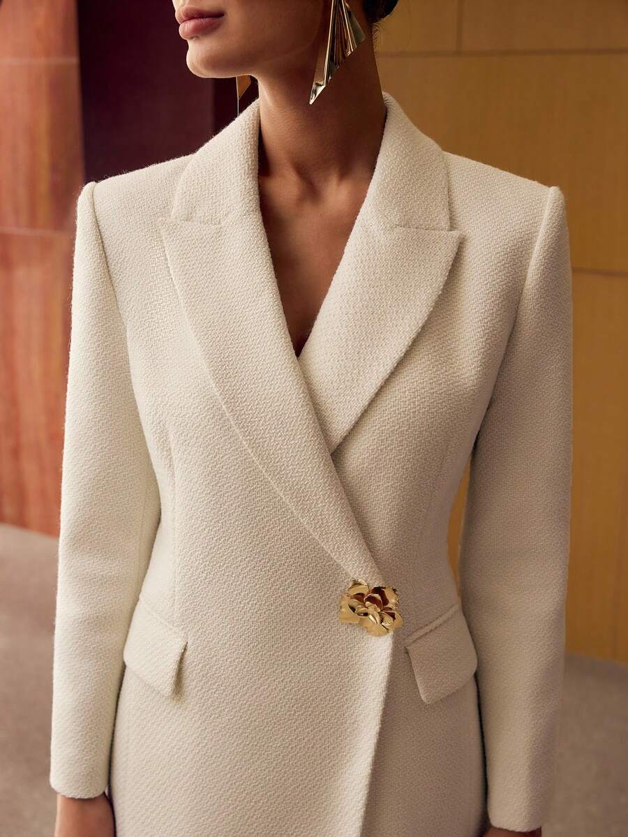 MOTF PREMIUM WOOL WRAP BLAZER, AUTUMN/WINTER - Beige - View 2