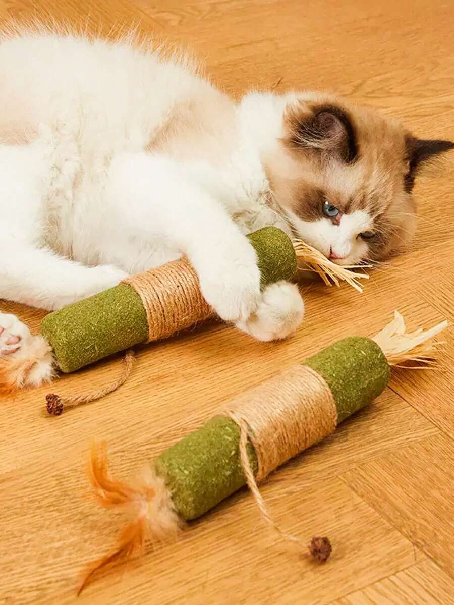 PETSIN 1 Juguete de hierba gatera para gatos, Golosinas para gatos, Hierba dental para gatos, Diversión para gatos, Juguetes resistentes a mordeduras para gatitos, Bolas giratorias de hierba gatera, Juguetes - Multicolor - Ver 1