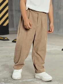 Kids/Young Boys' Casual Loose Straight Leg Solid Color Pants, Comfortable & Versatile For School, Garden, Beach, Birthday, Spring, Summer, Fall, Winter