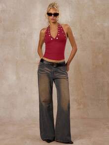 SHEIN Forever 21 Summer Women Prom/Formal/Beach/Vacation/Cute/Western Wear/Business Casual/Elegant/Birthday/Going Out/Club/Office Outfits/Festival/Rave/Work Clothes/Classy/Country Concert/Brunch/Cruise/Old Money/Airport/Modest/Church/Fairycore/ /Tea Party/Y2k/Streetwear/2000s/Disco/Spring Break/Graduation/Wedding Guest/Cocktail/Vintage/Bodycon/Resort/Coachella/Fitted/4th Of July Women/Beach Vacation Outfits/ Red Button Top