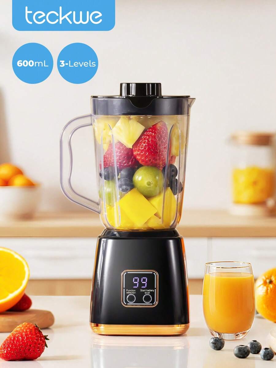Teckwe Home Fruit Juicer, Mini Crusher Ice Machine With LED Display Blender, USB Rechargeable Portable Blender For Smoothies And Milkshakes, Fresh Juice Maker, Small Juice Blender, Provides Instant Nutrition, Easy To Clean, High Juice Yield - Black - View 1
