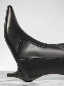 SHUZIA 女式方头小猫跟及膝套穿靴 - 黑色 - 查看 7