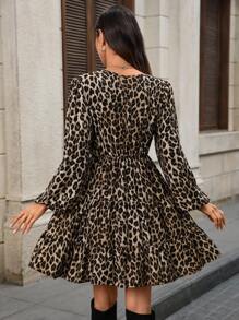 EMERY ROSE Women's Leopard Print V-Neck Wrap Front Long Sleeve Mini Dress Leopard Print Dress Animal Print Dress Leopard Dress Long Sleeve Leopard Dress Fall Dresses For Women,Cheetah Print Dress