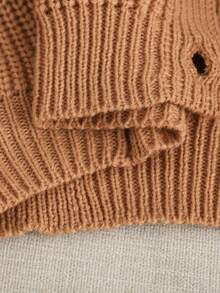 SHEIN Damen V-Ausschnitt einfarbiger Strickjacken-Pullover, dicker kurzer Strick-Top für Herbst/Winter