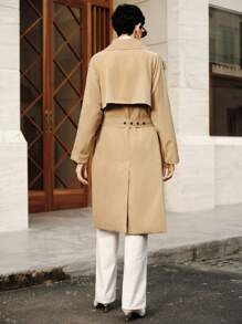 Uhlyne European & American Elegant Commuter High-End Stand Collar Belt Waist Dropped Shoulder Women Long Trench Coat Fall Winter Cloth For Women - Khaki - View 6