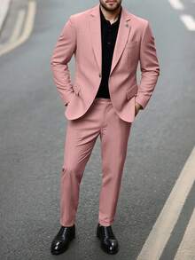 Calvornis 男士休闲商务两件套西装，纯色西装外套和裤子，简约时尚休闲日常穿着婚礼西装舞会西装男士，适合情人节周年纪念日等场合，是送给男朋友或丈夫的绝佳礼物，老钱